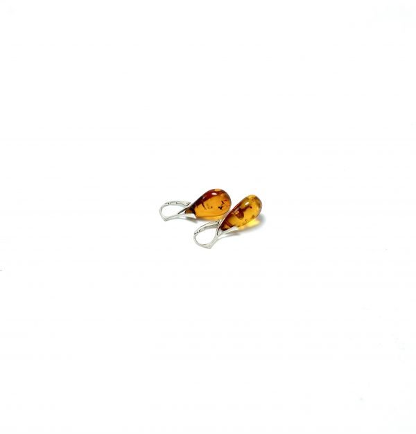 Klasikinio stiliaus kabantys gintaro auskarai Sidabras 925, Classic style dangle amber earrings Sterling silver