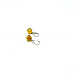 Gryno Baltijos gintaro kabantys auskarai 11mm Sidabras 925,Pure Baltic amber earrings 11mm Sterling silver