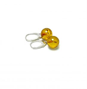 Gryno Baltijos gintaro kabantys auskarai 11mm Sidabras 925,Pure Baltic amber earrings 11mm Sterling silver