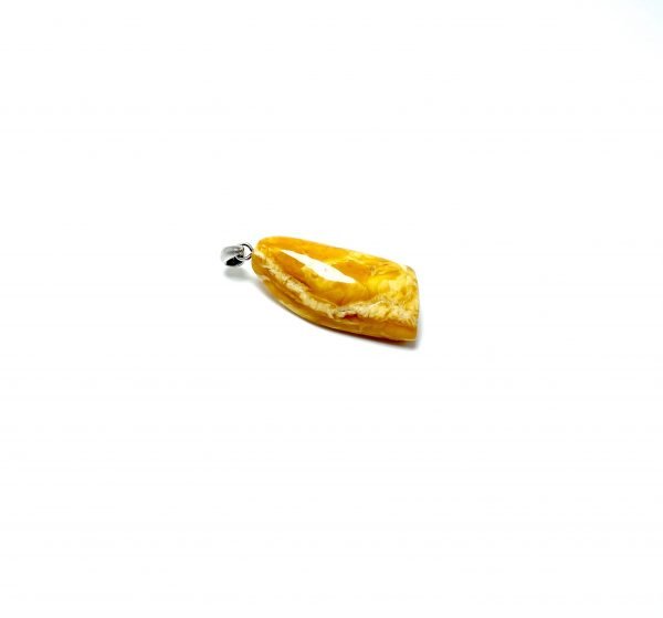 Senovinis geltonai balto gintaro pakabukas Sidabras 925, Antique yellow white amber pendant Sterling silver