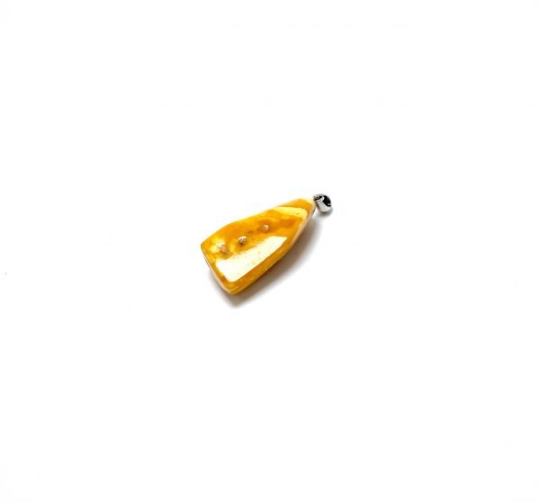 Senovinis geltonai balto gintaro pakabukas Sidabras 925, Antique yellow white amber pendant Sterling silver