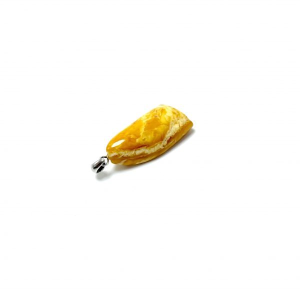 Senovinis geltonai balto gintaro pakabukas Sidabras 925, Antique yellow white amber pendant Sterling silver