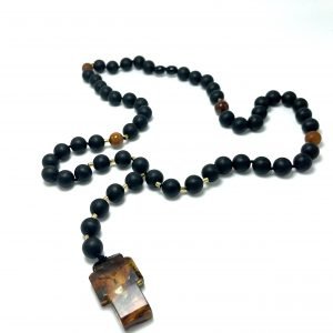 Krikščioniškas juodo gintaro rožinis 10 mm,Black amber round beads Christian rosary 10 mm