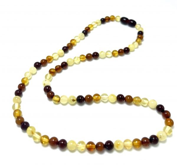 Įvairiaspalviai Baltijos gintaro rutuliukų karoliai 5 mm,Multicolored amber round beads necklace 5 mm