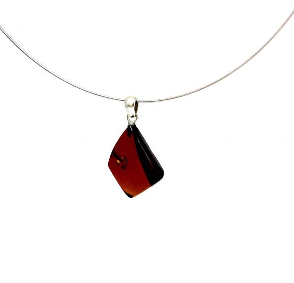 Rankų darbo vyšninis gintaro pakabukas Sidabras 925, Cherry amber flame pendant Sterling silver