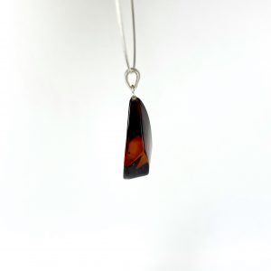 Rankų darbo vyšninis gintaro pakabukas Sidabras 925, Cherry amber flame pendant Sterling silver