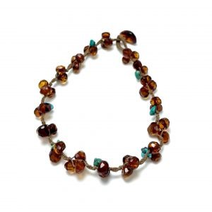 Deimantinio šlifavimo gintaro apyrankė su turkiu Faceted amber bracelet with turquoise