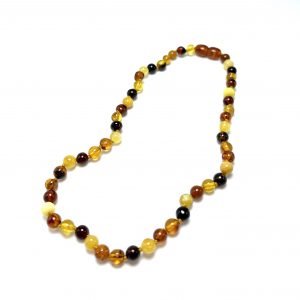 Vaikiški gintaro karoliai - įvairiaspalviai šaratėliai, Baby amber necklace - multicolored beads