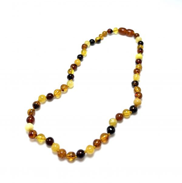 Vaikiški gintaro karoliai - įvairiaspalviai šaratėliai, Baby amber necklace - multicolored beads