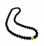 Vyriški Juodo ir Balto gintaro apvalių rutuliukų karoliai, Men's Black & White amber round beads