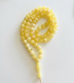 Musulmoniškas geltono gintaro rožinis 8 mm, Milky amber round beads Muslim rosary 8 mm