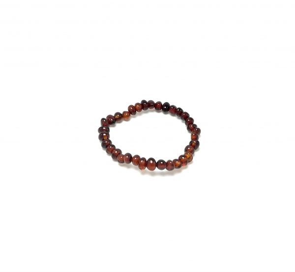 Baby amber bracelet - dark cognac baroque beads, Vaikiška gintaro apyrankė - tamsaus konjako baroko formos šaratėliai