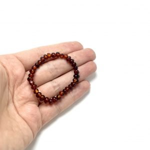 Baby amber bracelet - dark cognac baroque beads, Vaikiška gintaro apyrankė - tamsaus konjako baroko formos šaratėliai