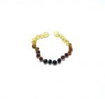 Vaikška gintaro apyrankė-vaivorykštės spalvos baroko formos šaratėliai,Baby amber bracelet-rainbow baroque beads
