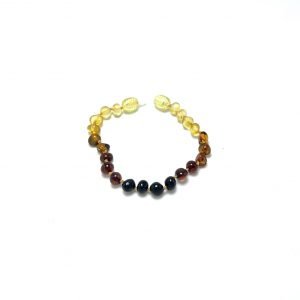 Vaikška gintaro apyrankė-vaivorykštės spalvos baroko formos šaratėliai,Baby amber bracelet-rainbow baroque beads