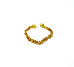 Vaikiška gintaro apyrankė – medaus spalvos baroko formos šaratėliai, Baby amber bracelet - honey baroque beads