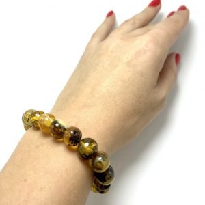 Gryno gintaro baroko formos apyrankė,Pure amber baroque beads stretch bracelet