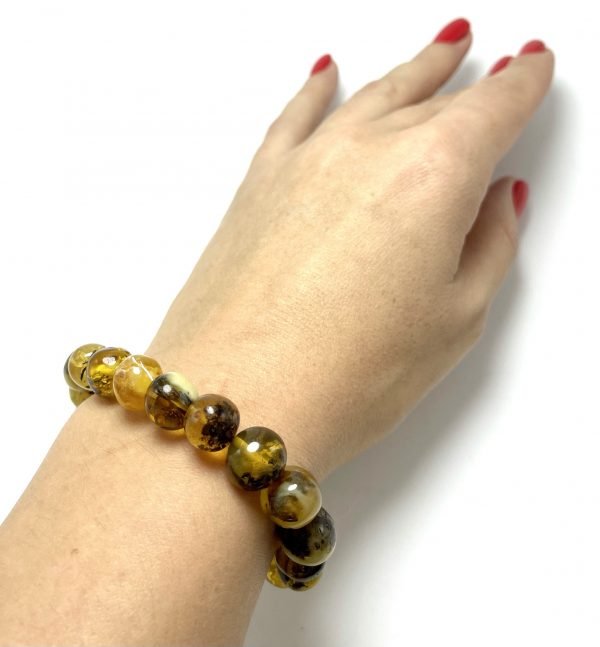 Gryno gintaro baroko formos apyrankė,Pure amber baroque beads stretch bracelet