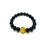 Juoda & skaidri gintaro rutuliukų apyrankė 10 mm,Black & transparent amber round beads stretch bracelet 10 mm