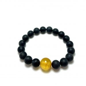 Juoda & skaidri gintaro rutuliukų apyrankė 10 mm,Black & transparent amber round beads stretch bracelet 10 mm