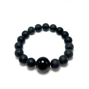 Juodo gintaro rutuliukų apyrankė 10 mm, Black amber round beads stretch bracelet 10 mm