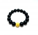 Black amber round beads stretch bracelet 14 mm,Juoda & balta gintaro rutuliukų apyrankė 14 mm