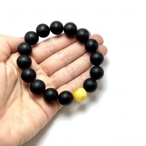 Black amber round beads stretch bracelet 14 mm,Juoda & balta gintaro rutuliukų apyrankė 14 mm