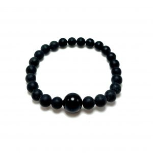 Juoda gintaro rutuliukų apyrankė 7 mm Black amber round beads stretch bracelet 7 mm