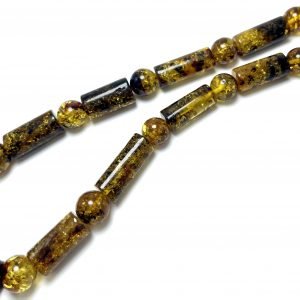 Vyriški juodo-žalio gintaro karoliai, Men's blackish green amber necklace