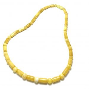 Geltono gintaro cilindrų formos karoliai,Milky amber cylinder beads necklace