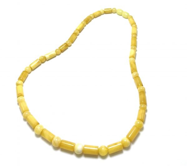 Geltono gintaro cilindrų formos karoliai,Milky amber cylinder beads necklace