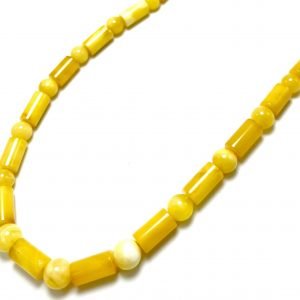 Geltono gintaro cilindrų formos karoliai,Milky amber cylinder beads necklace