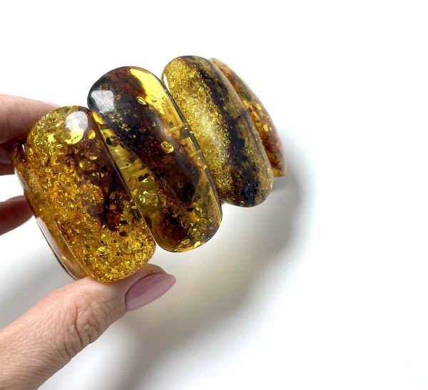 Masyvi Baltijos gintaro apyrankė, Large Baltic amber stretch bracelet