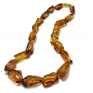 Gryno gintaro konjako spalvos karoliai,Pure cognac color amber necklace