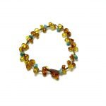 Deimantinio šlifavimo šviesaus gintaro apyrankė su turkiu,Faceted light amber bracelet with turquoise