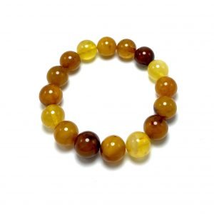 Antikvarinė geltono gintaro rutuliukų apyrankė 12 mm,Antique yellow amber round beads stretch bracelet 12 mm