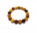 Antikvarinė geltono gintaro rutuliukų apyrankė 14 mm,Antique yellow amber round beads stretch bracelet 14 mm