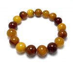 Antikvarinė geltono gintaro rutuliukų apyrankė 14 mm,Antique yellow amber round beads stretch bracelet 14 mm