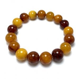 Antikvarinė geltono gintaro rutuliukų apyrankė 14 mm,Antique yellow amber round beads stretch bracelet 14 mm