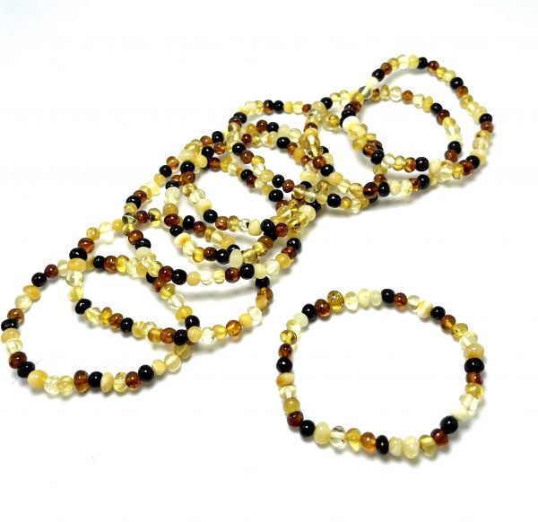 Marga baroko formos gintaro apyrankė,Multicolor amber baroque beads stretch bracelet