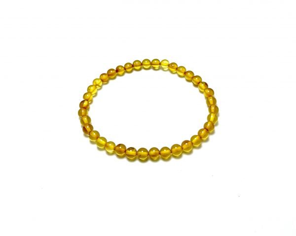 Medaus spalvos gintaro rutuliukų apyrankė 5 mm,Honey amber round beads stretch bracelet 5 mm