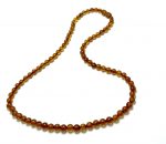 Konjako spalvos Baltijos gintaro rutuliukų karoliai 5 mm, cognac amber round beads necklace 5 mm