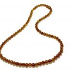 Konjako spalvos Baltijos gintaro rutuliukų karoliai 5 mm, cognac amber round beads necklace 5 mm