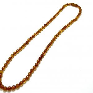 Konjako spalvos Baltijos gintaro rutuliukų karoliai 5 mm, cognac amber round beads necklace 5 mm