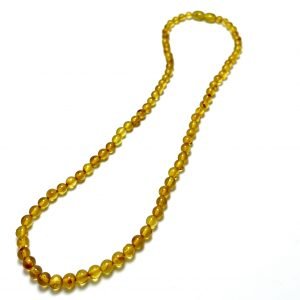 honey amber round beads necklace 5 mm, Medaus spalvos Baltijos gintaro rutuliukų karoliai 5 mm