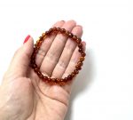 Konjako spalvos baroko formos gintaro apyrankė,Coganc amber baroque beads stretch bracelet