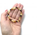 Marga baroko formos gintaro apyrankė,Multicolor amber baroque beads stretch bracelet