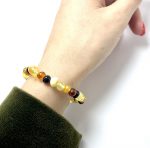 Marga baroko formos gintaro apyrankė,Multicolor amber baroque beads stretch bracelet