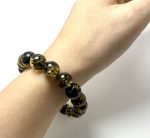 Tamsios fosilinės spalvos Baltijos gintaro rutuliukų apyrankė,Dark fossil amber beads stretch bracelet