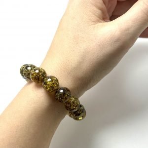 Fosilinės spalvos Baltijos gintaro rutuliukų apyrankė, Fossil amber beads stretch bracelet